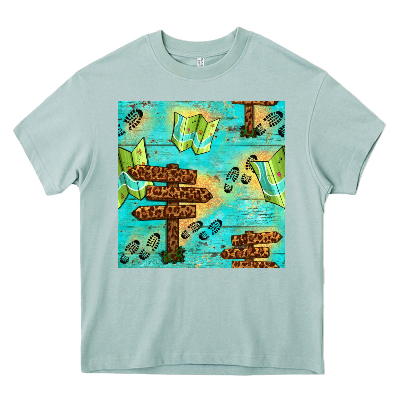 Wooden Signboard And Gamping Map Seamless Pattern Heavy Core Tee by BundleAndBundleShop | Teevron