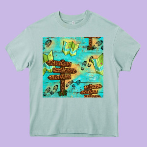 Wooden Signboard And Gamping Map Seamless Pattern Heavy Core Tee Designed By Bundleandbundleshop