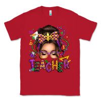 Red mardi gras teacher caucasian messy bun Classic Tee - texasbilliewilder