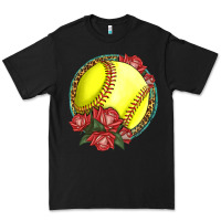 Black Western Softball With Roses Premium Tee - LillyAllenDesigns
