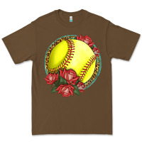 Cacao Western Softball With Roses Premium Tee - LillyAllenDesigns
