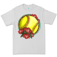 Dove Grey Western Softball With Roses Premium Tee - LillyAllenDesigns