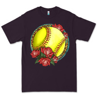 Plum Western Softball With Roses Premium Tee - LillyAllenDesigns