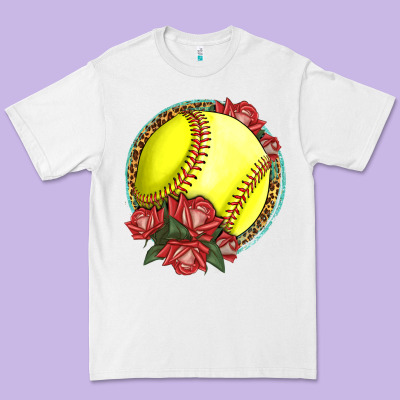 Western Softball With Roses Premium Tee Designed By Lillyallendesigns