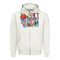Oatmeal Heather DON T WORRY Be hoppy Easter Zipper Hoodie - CowhideDigitalArt