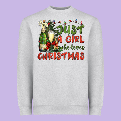 Just A Girl Who Loves Christmas Heavyweight Sweatshirt Designed By Bundleandbundleshop