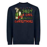 Navy just a girl who loves christmas Heavyweight Sweatshirt - BundleAndBundleShop