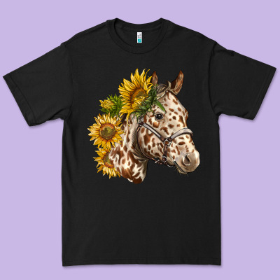 Appaloosa Horse With Sunflowers Premium Tee Designed By Lillyallendesigns