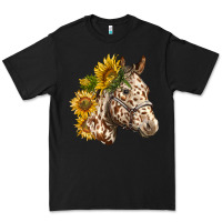 Black appaloosa horse with sunflowers Premium Tee - LillyAllenDesigns
