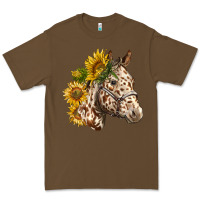 Cacao appaloosa horse with sunflowers Premium Tee - LillyAllenDesigns