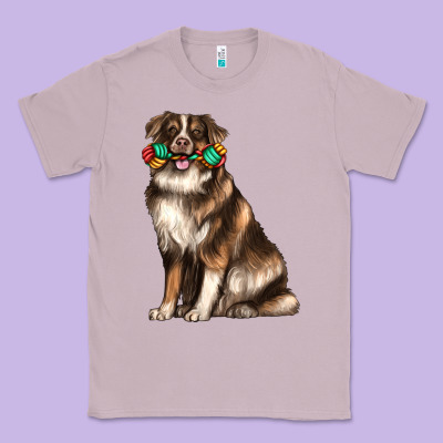 Australian Shepherd With Rope Toy Classic Tee Designed By Texasbilliewilder