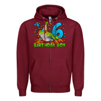 Burgundy birthday boy frog age 6 Zipper Hoodie - LillyAllenDesigns
