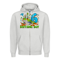 Dove Grey birthday boy frog age 6 Zipper Hoodie - LillyAllenDesigns
