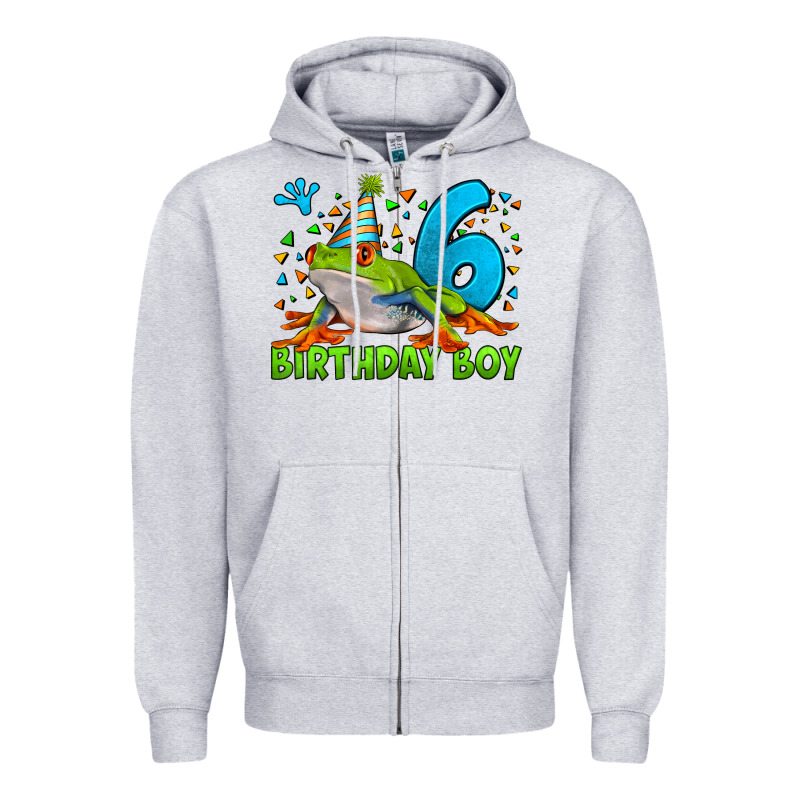 Birthday Boy Frog Age 6 Zipper Hoodie by LillyAllenDesigns | Teevron