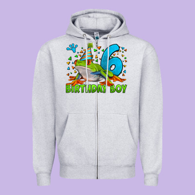 Birthday Boy Frog Age 6 Zipper Hoodie Designed By Lillyallendesigns