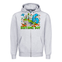 Heather Grey birthday boy frog age 6 Zipper Hoodie - LillyAllenDesigns