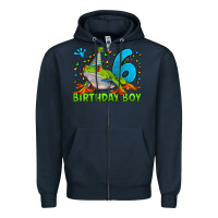 Navy birthday boy frog age 6 Zipper Hoodie - LillyAllenDesigns