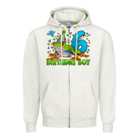 Oatmeal Heather birthday boy frog age 6 Zipper Hoodie - LillyAllenDesigns