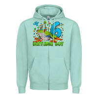 Seafoam birthday boy frog age 6 Zipper Hoodie - LillyAllenDesigns