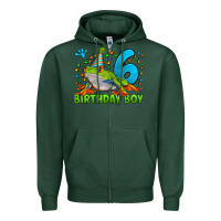 Sports Green birthday boy frog age 6 Zipper Hoodie - LillyAllenDesigns