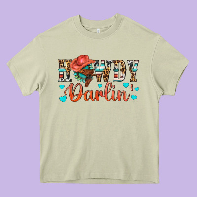 Western Howdy Darlin Heavy Core Tee Designed By Bundleandbundleshop
