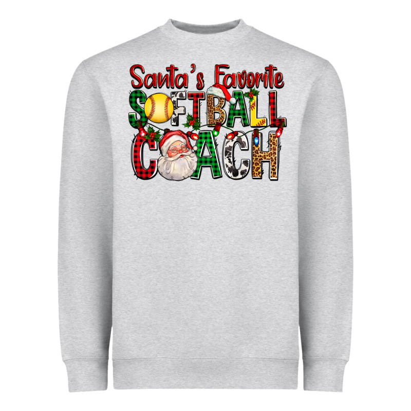 Santa's Favorite Softball Coach For Christmas Heavyweight Sweatshirt by FaDigitalArtStudio | Teevron