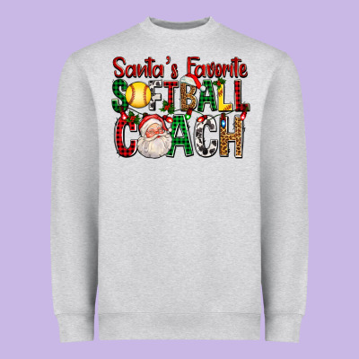 Santa's Favorite Softball Coach For Christmas Heavyweight Sweatshirt Designed By Fadigitalartstudio