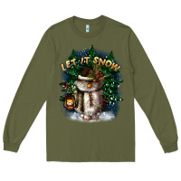 Army Green let it snow Long Sleeve Tee - CowGirlArtShop