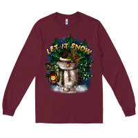Burgundy let it snow Long Sleeve Tee - CowGirlArtShop