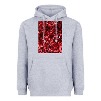 Heather Grey red glitter party sequins Heavyweight Hoodie - lanVoArt