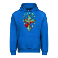 Cobalt he is risen cross with roses Urban Hoodie - BarkalooDesign