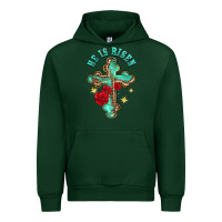 Foreset Green he is risen cross with roses Urban Hoodie - BarkalooDesign