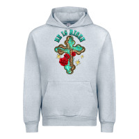 Heather Grey he is risen cross with roses Urban Hoodie - BarkalooDesign