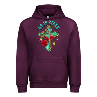 Mauve Wine he is risen cross with roses Urban Hoodie - BarkalooDesign