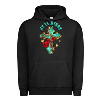 Pigment Black he is risen cross with roses Urban Hoodie - BarkalooDesign