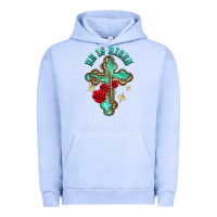 Pigment Grape Ice he is risen cross with roses Urban Hoodie - BarkalooDesign