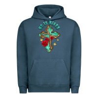 Pigment Midnight Navy he is risen cross with roses Urban Hoodie - BarkalooDesign