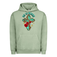 Pigment Oil Green he is risen cross with roses Urban Hoodie - BarkalooDesign