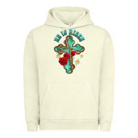 Pigment Pistachio he is risen cross with roses Urban Hoodie - BarkalooDesign