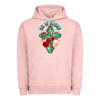 Pigment Salmon he is risen cross with roses Urban Hoodie - BarkalooDesign