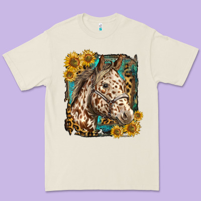 Appaloosa Horse With Sunflowers And Western Background Premium Tee Designed By Lillyallendesigns