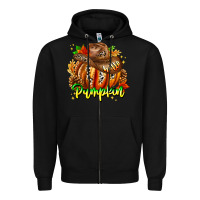Black Hello Pumpkin Zipper Hoodie - CowhideDigitalArt