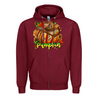 Burgundy Hello Pumpkin Zipper Hoodie - CowhideDigitalArt