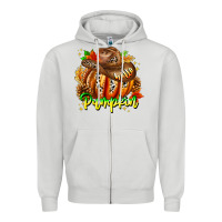 Dove Grey Hello Pumpkin Zipper Hoodie - CowhideDigitalArt