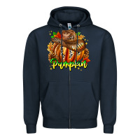 Navy Hello Pumpkin Zipper Hoodie - CowhideDigitalArt