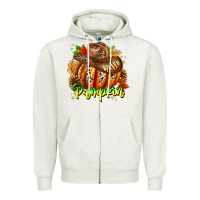 Oatmeal Heather Hello Pumpkin Zipper Hoodie - CowhideDigitalArt