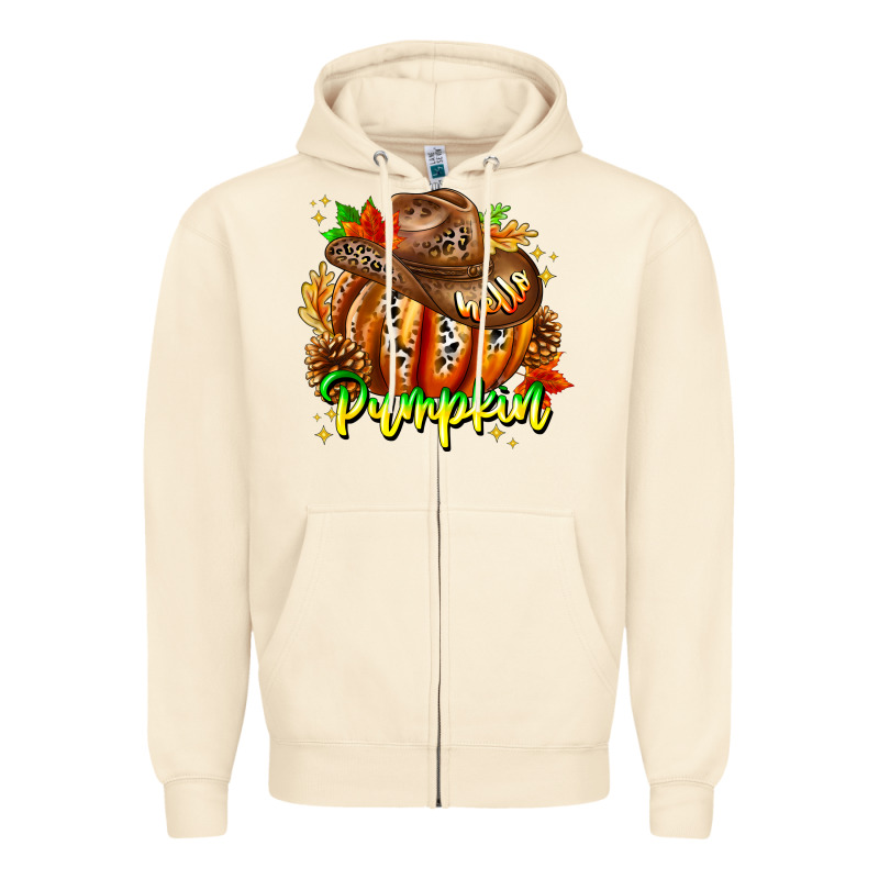 Hello Pumpkin Zipper Hoodie by CowhideDigitalArt | Teevron