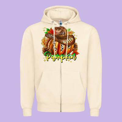 Hello Pumpkin Zipper Hoodie Designed By Cowhidedigitalart