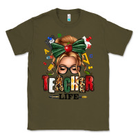 Army Green teacher life blonde caucassian messy bun Classic Tee - texasbilliewilder