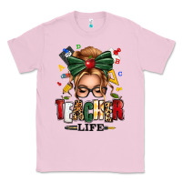 Bubblegum Pink teacher life blonde caucassian messy bun Classic Tee - texasbilliewilder